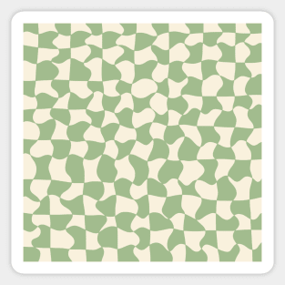 Green and Cream Distorted Warped Checkerboard Pattern V Sticker